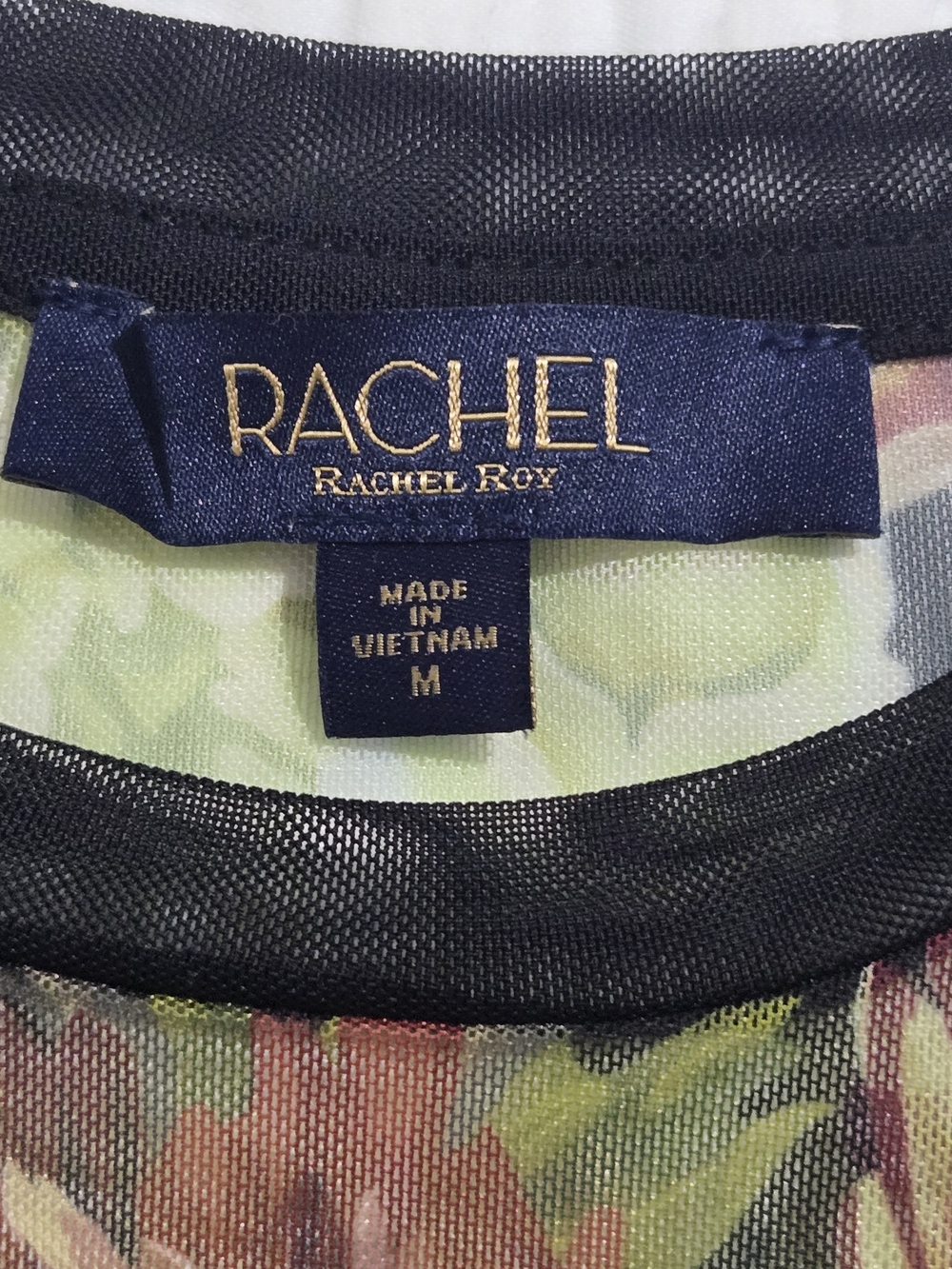 RACHEL Rachel Roy Green Floral Long Sleeve Mesh Top - Picture 7 of 7